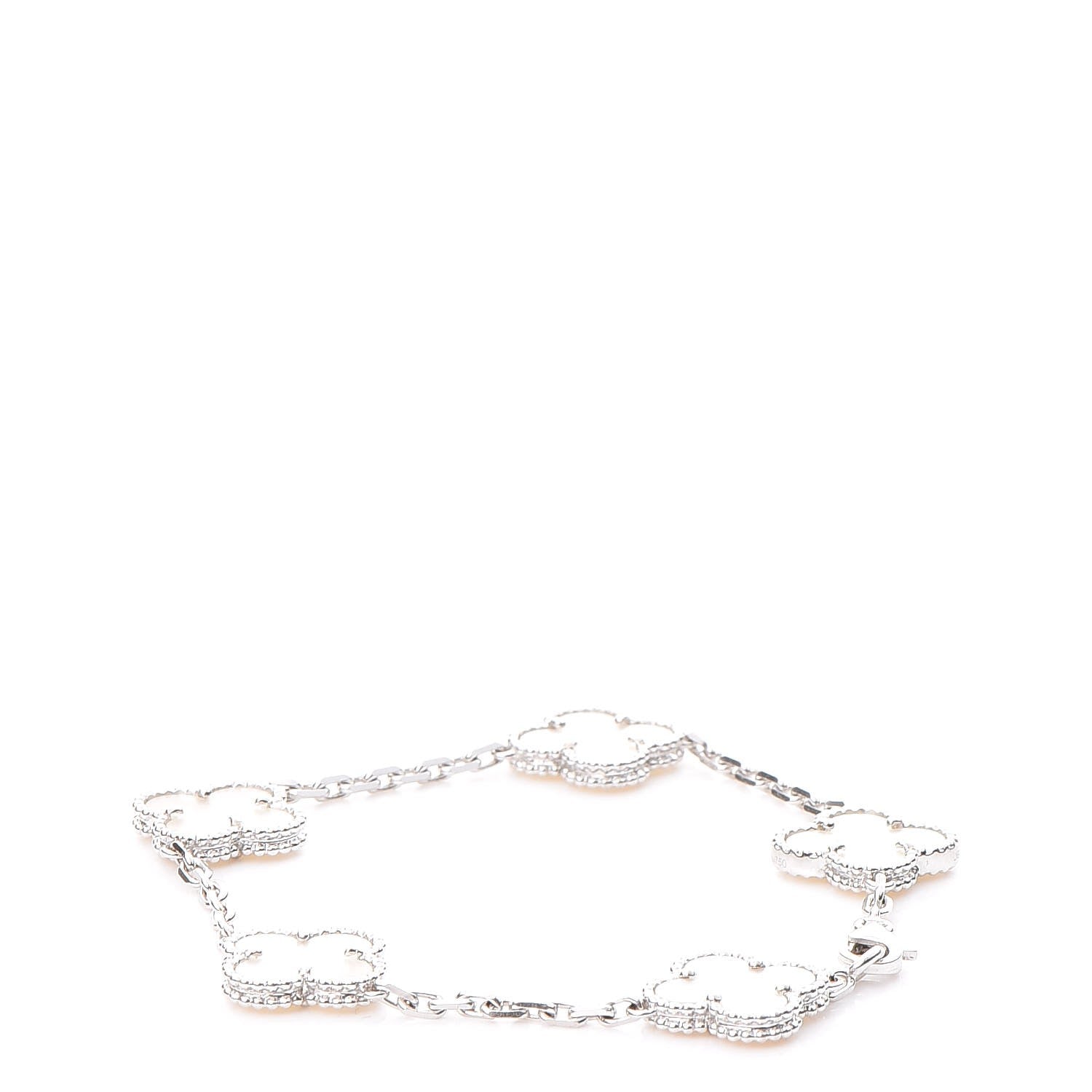 Van Cleef & Arpels 18K White Gold Mother of Pearl 5 Motifs Vintage Alhambra Bracelet 4 of 7