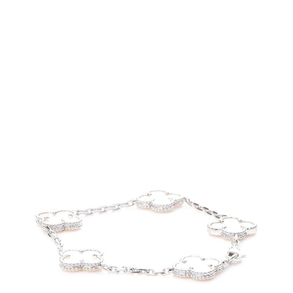Van Cleef & Arpels 18K White Gold Mother of Pearl 5 Motifs Vintage Alhambra Bracelet 4 of 7