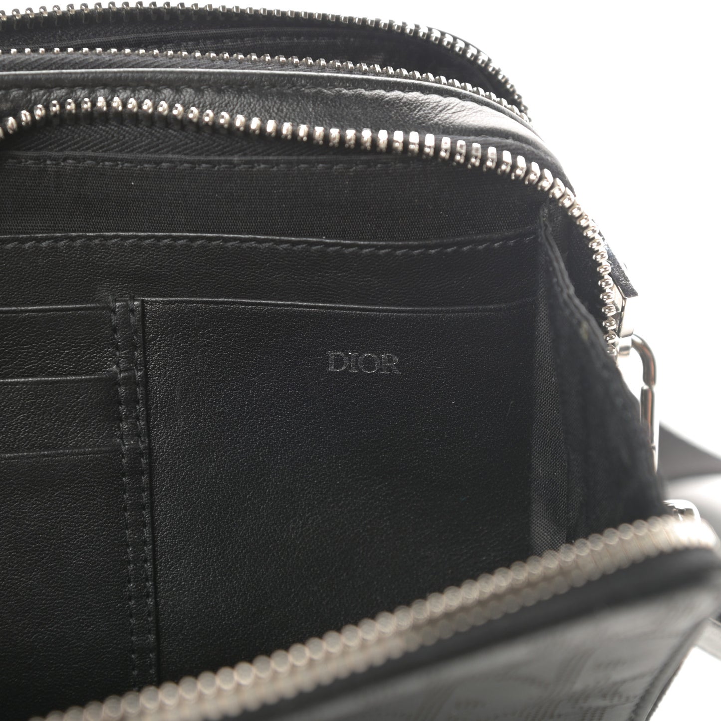 Calfskin Oblique Galaxy Perforated Messenger Black Multicolor
