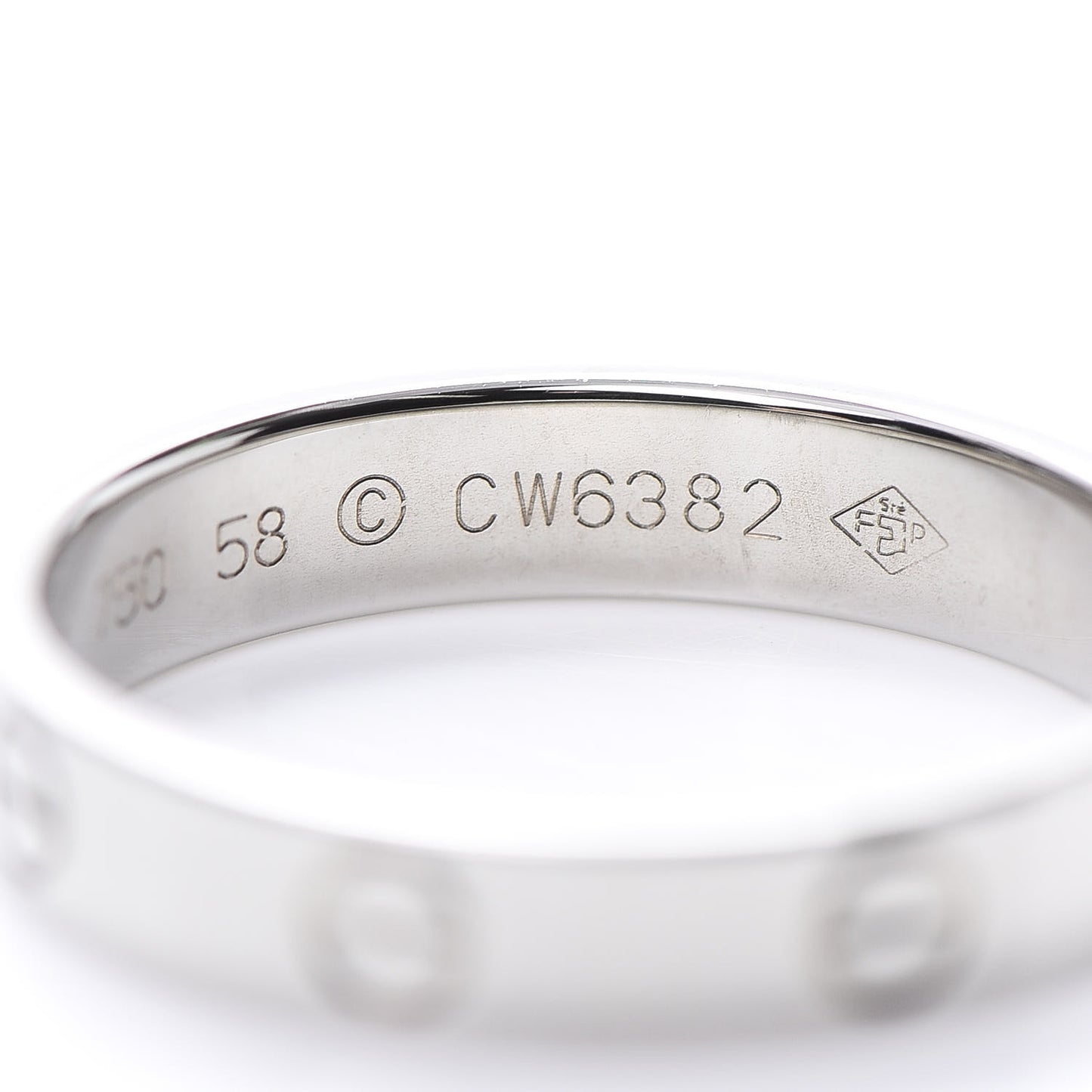 18K White Gold 3.5mm LOVE Wedding Band Ring 58 8.25