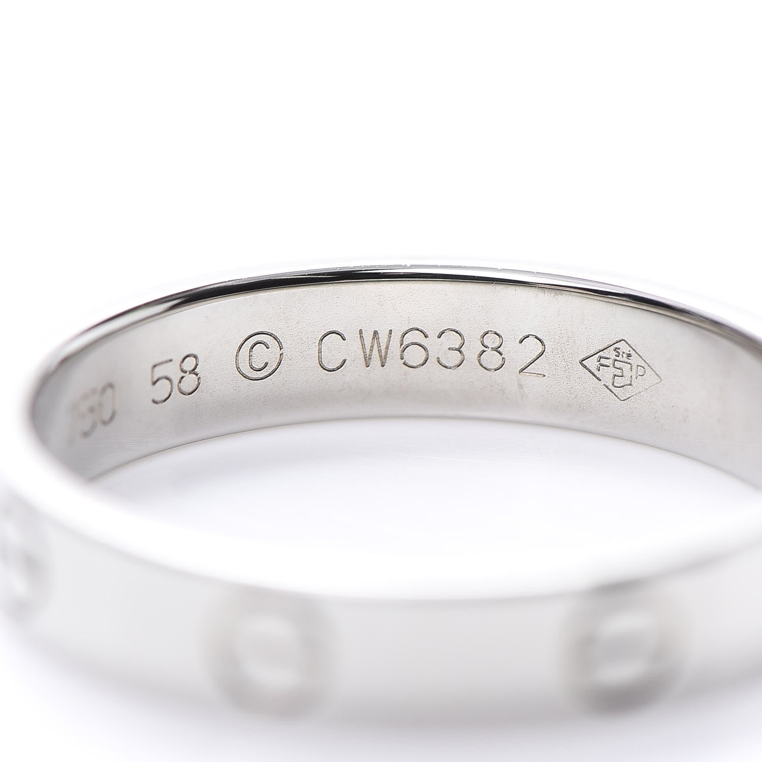 Cartier 18K White Gold 3.5mm LOVE Wedding Band Ring 58 8.25 5 of 5