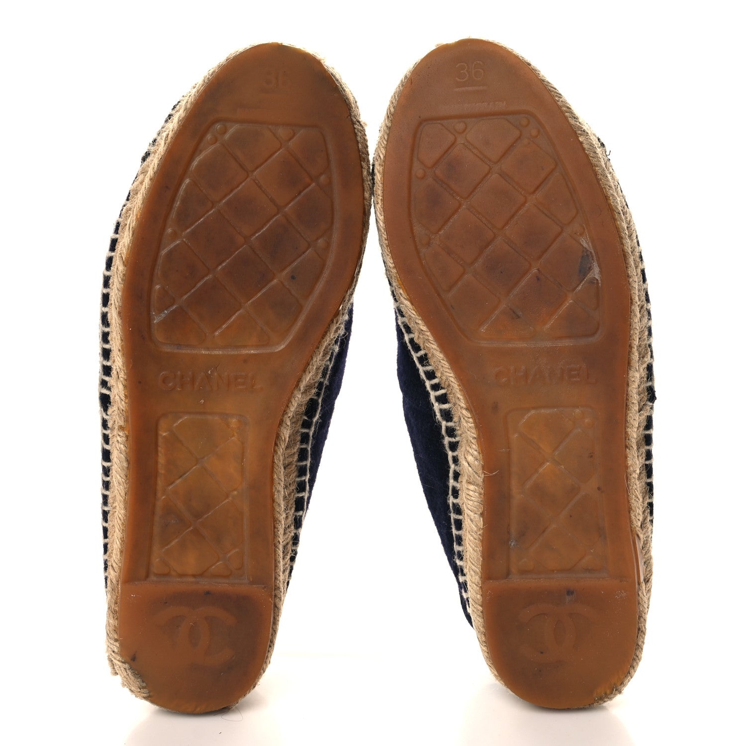 Chanel Velvet Tweed CC Espadrilles 36 Navy Grey 6 of 11