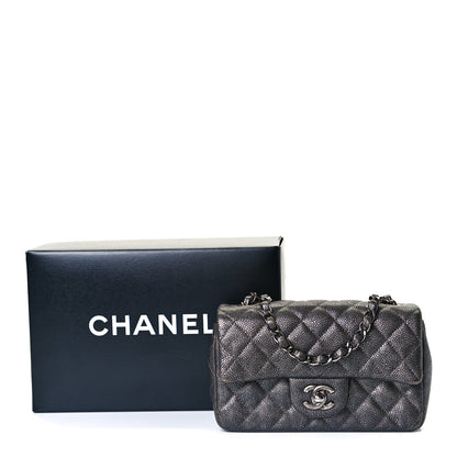 Chanel Metallic Caviar Quilted Mini Rectangular Flap Dark Silver 9 of 16