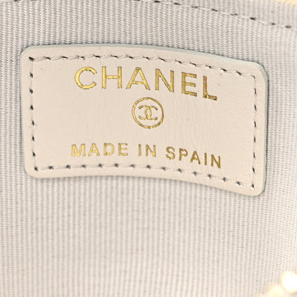 Chanel Lambskin Quilted Chanel 19 Zip Card Holder Wallet White 6 of 7