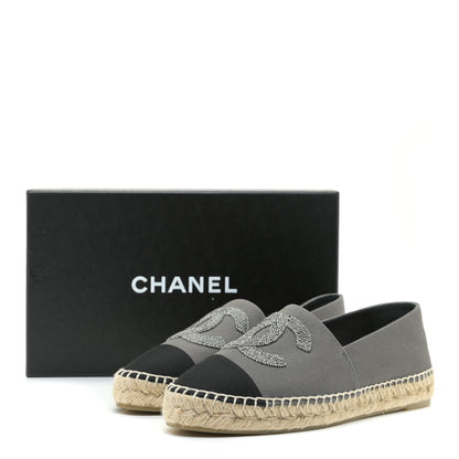 Chanel Canvas Grosgrain CC Espadrilles 39 Grey Black 14 of 14