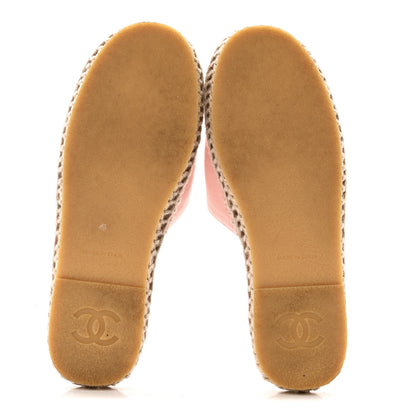 Chanel Denim CC Espadrille Mules 37 Pink Black 6 of 13