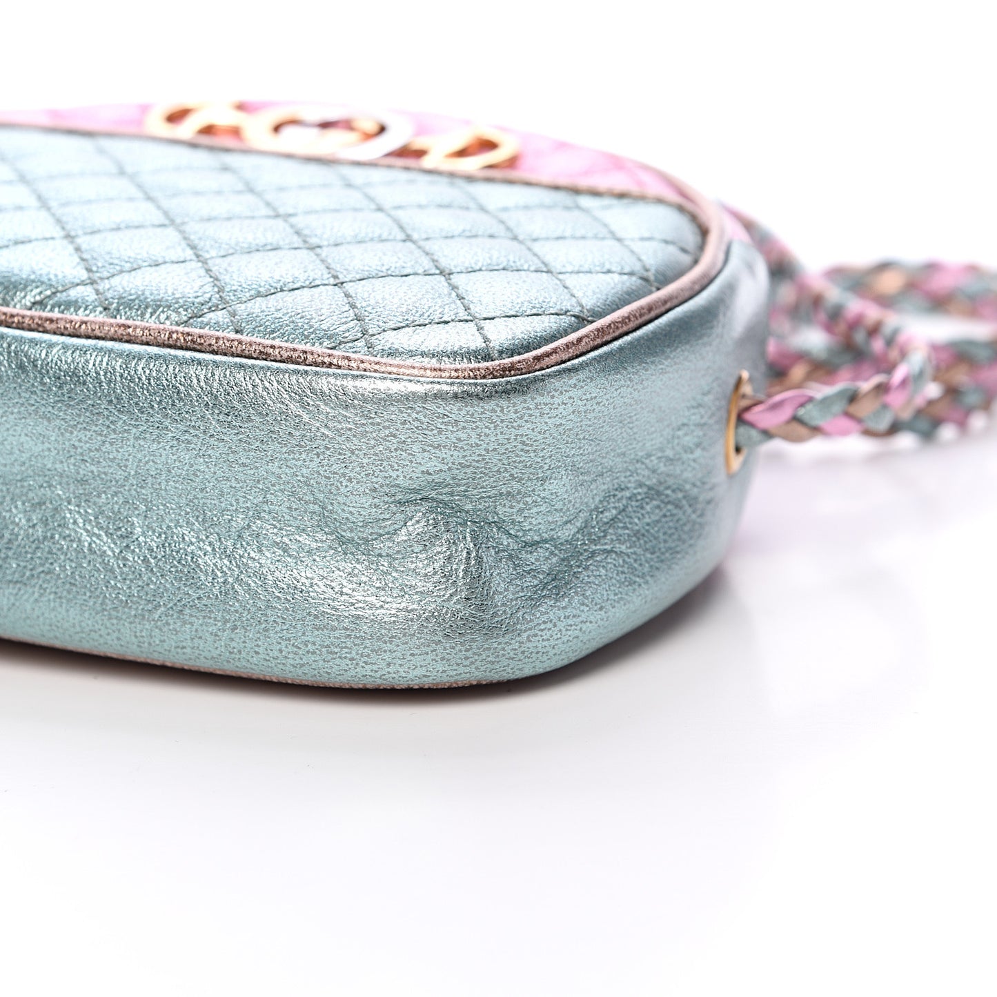 Laminated Nappa Trapuntata Mini Zumi Dome Shoulder Bag Rosa Lago Rame