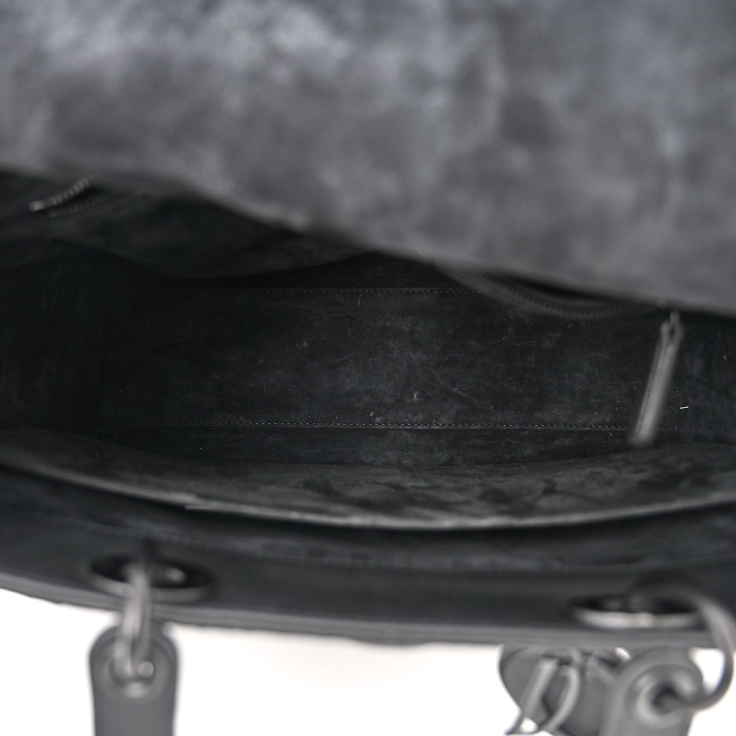 Ultra Matte Calfskin Cannage Large Lady Dior Black