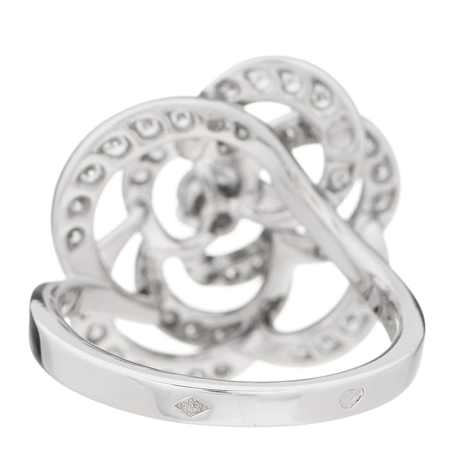 18K White Gold Diamond Fil de Camelia Ring 52 6