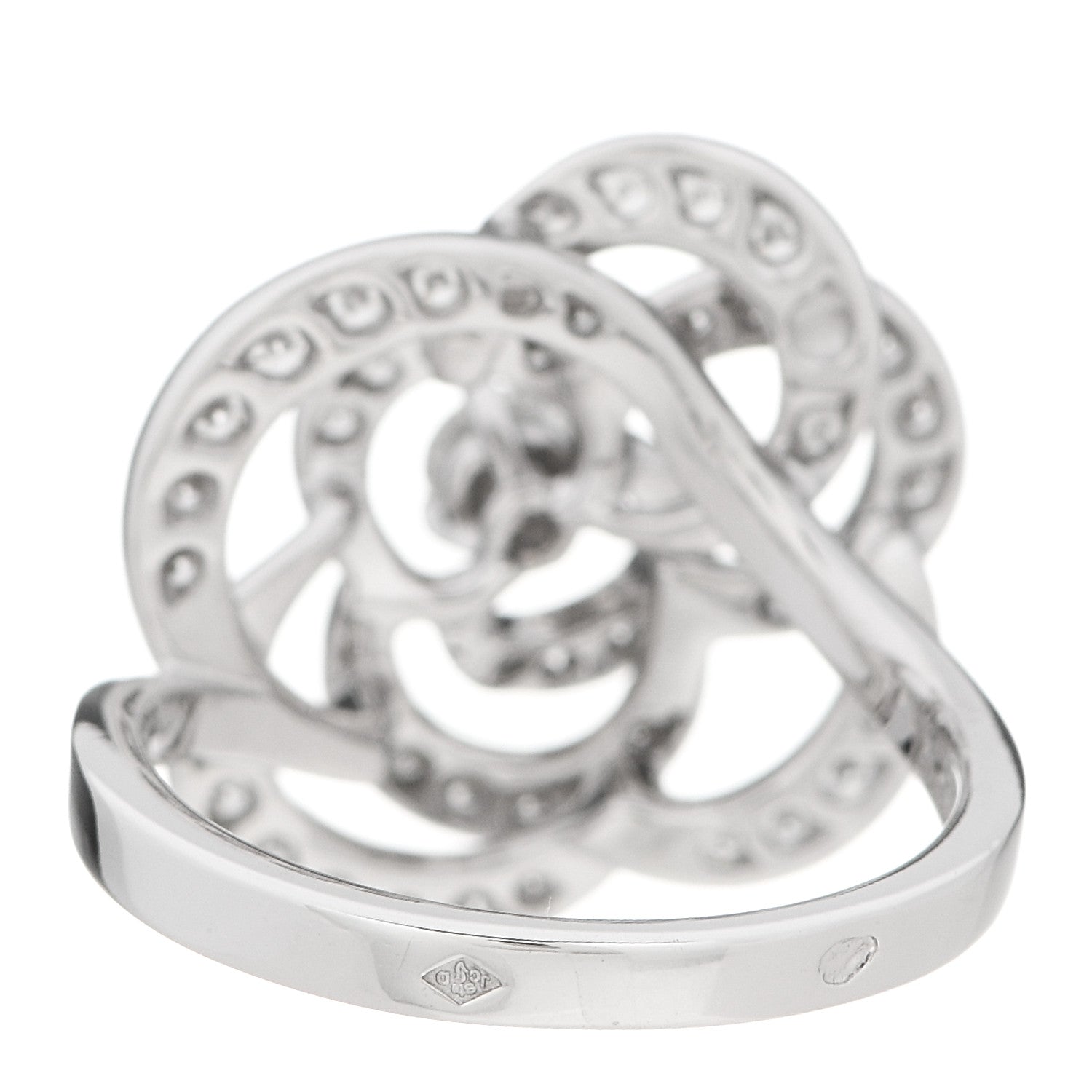 Chanel 18K White Gold Diamond Fil de Camelia Ring 52 6 4 of 6