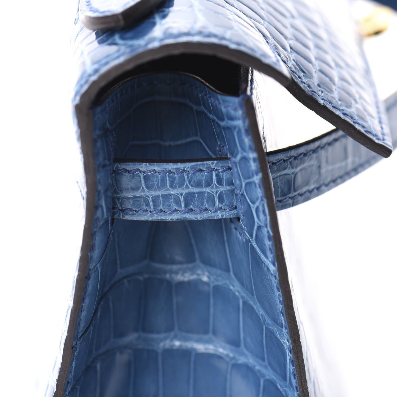 Hermes Shiny Alligator Kelly Pochette Mykonos 22 of 31