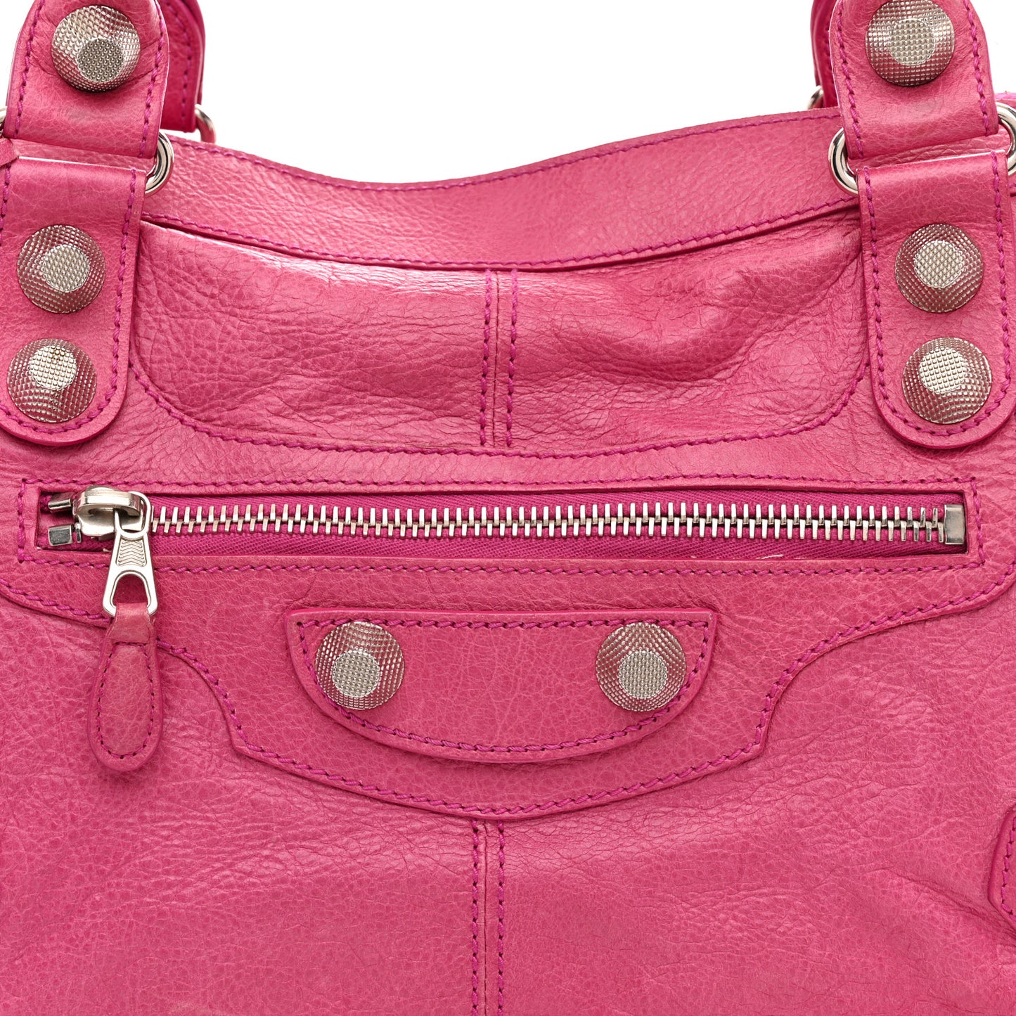 Agneau Giant 21 Silver Hardware Work Cyclamen Fucsia