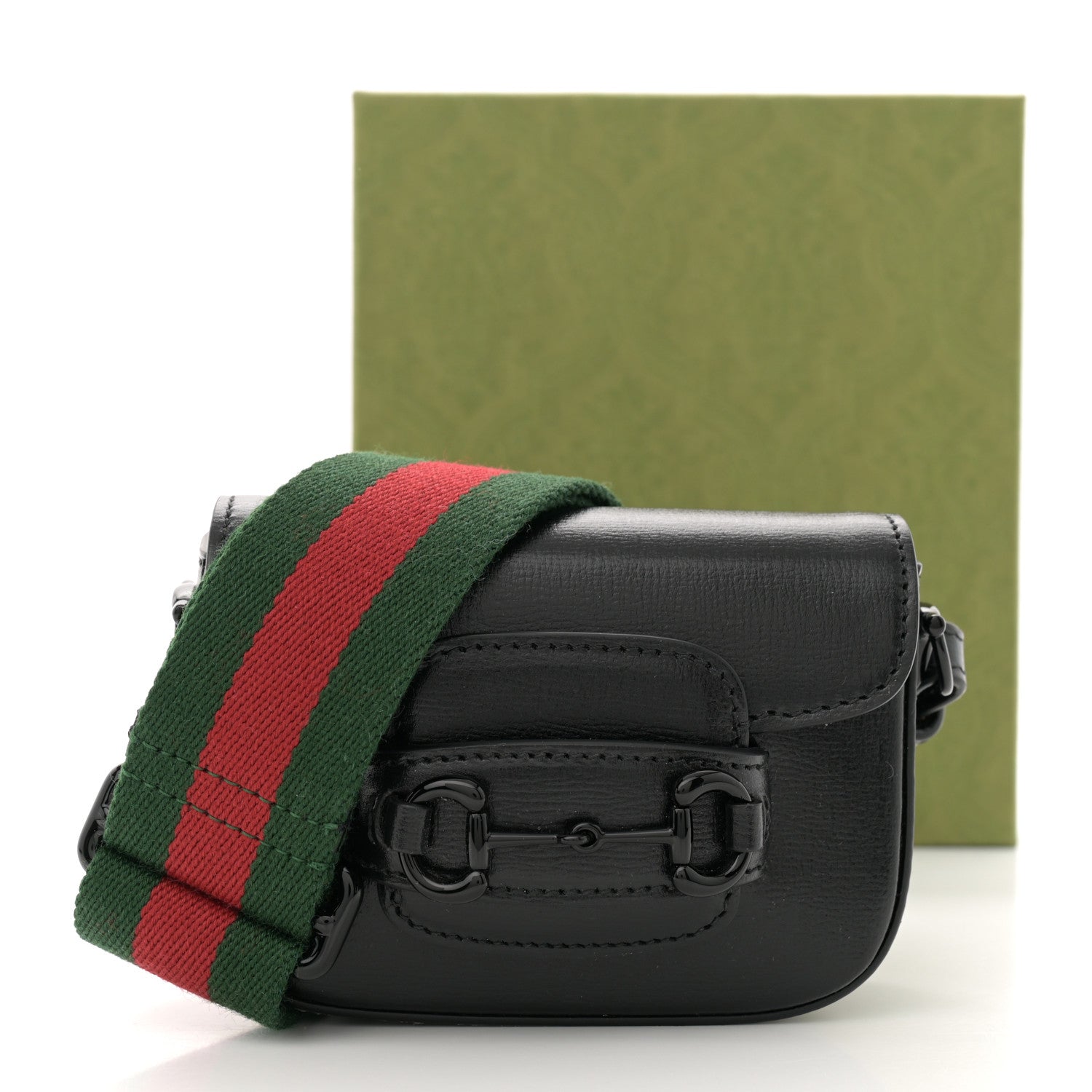 Gucci Azalea Calfskin Web Monochrome Horsebit 1955 Wallet On Strap Black 11 of 11