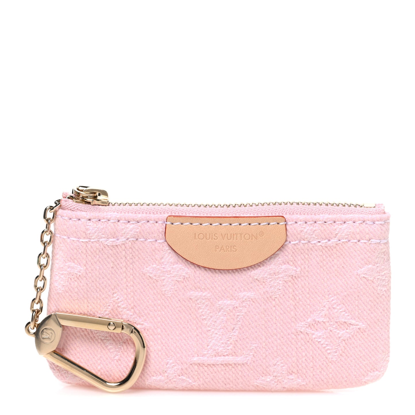 Monogram Denim Key Pouch Washed Pink