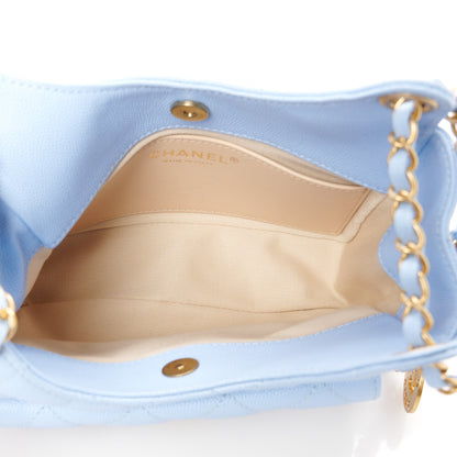 Chanel Caviar Quilted Small Wavy CC Hobo Light Blue 5 of 11