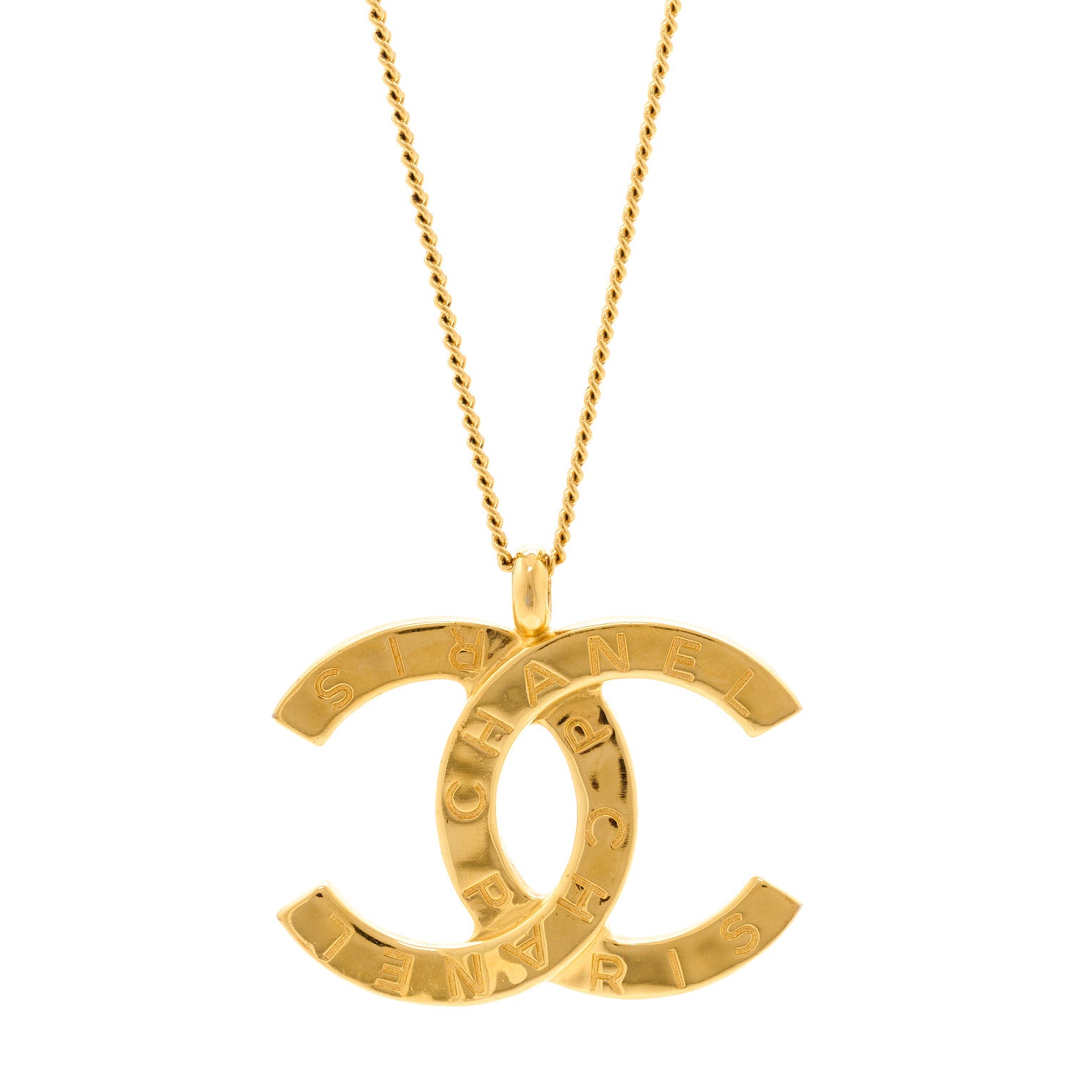 Chanel Metal CC Paris Button Necklace Gold 4 of 6