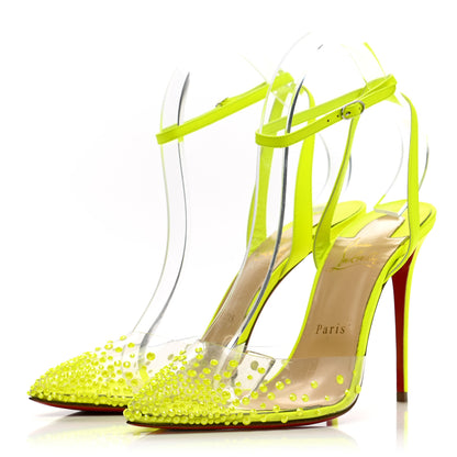 Christian Louboutin PVC Fluo Mat Spikaqueen 100 Pumps 38.5 Version Yellow Fluo 3 of 10
