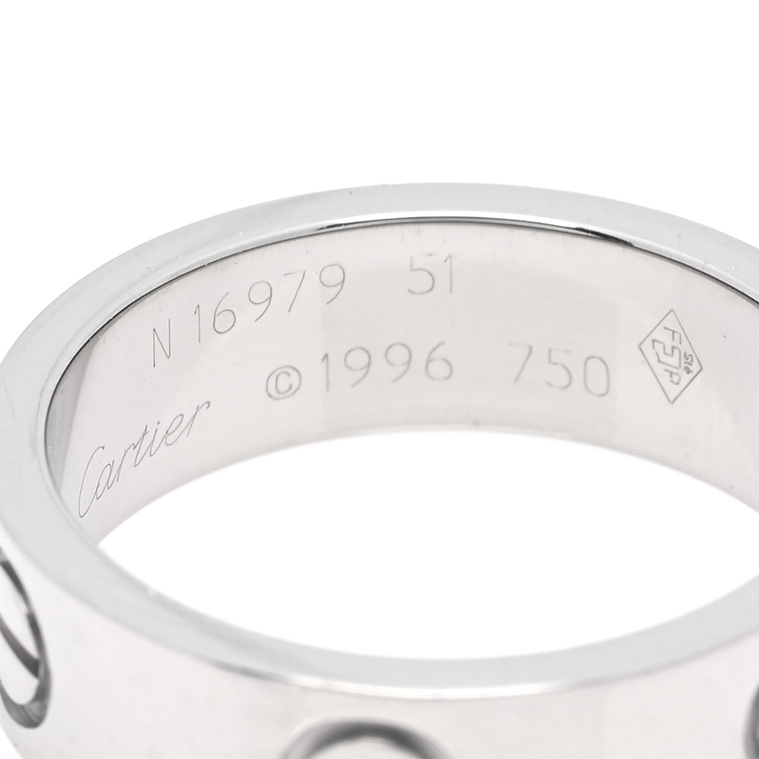 Cartier 18K White Gold 5.5mm LOVE Ring 51 5.75 4 of 4