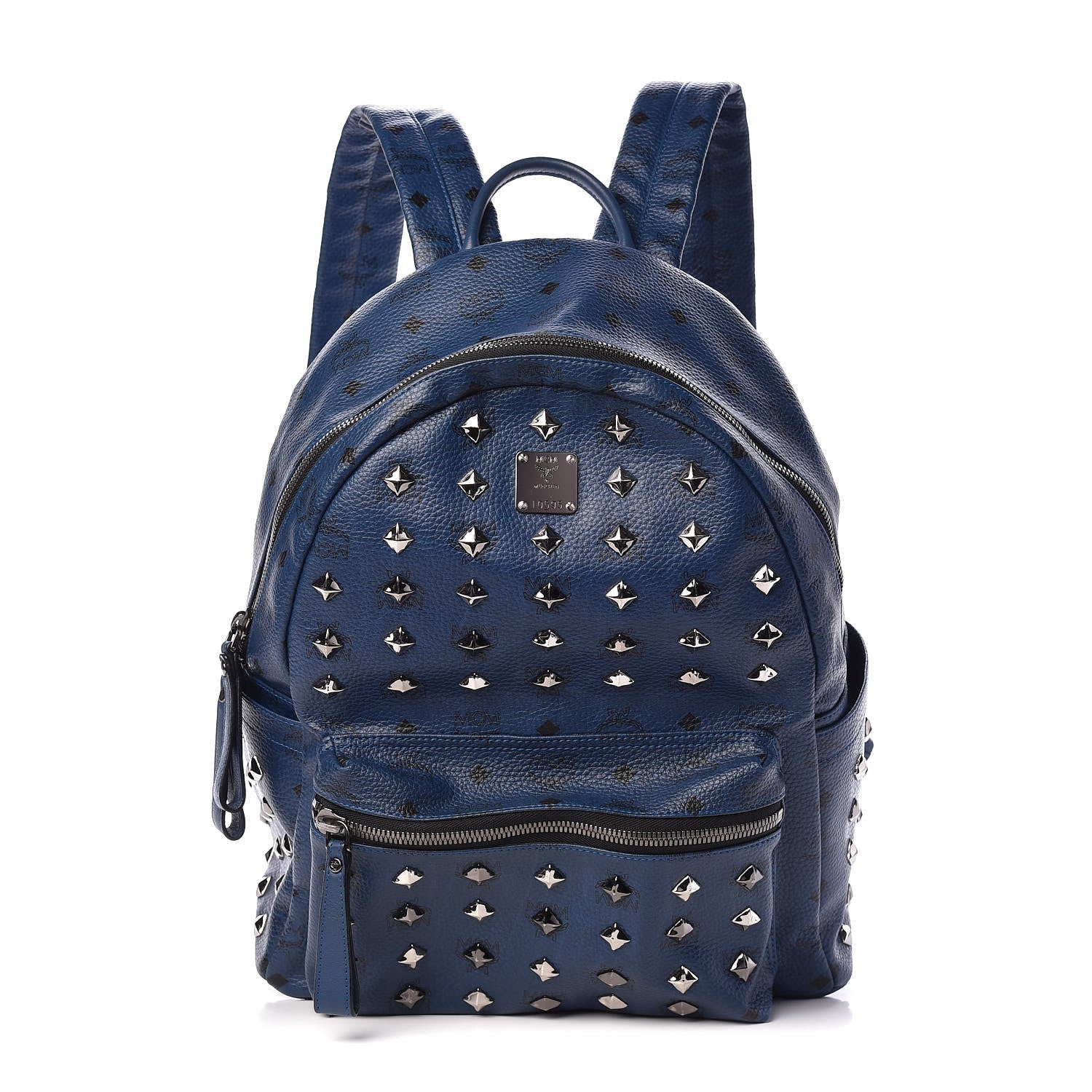 MCM Visetos Medium Studded Stark Backpack Navy Blue 1 of 8