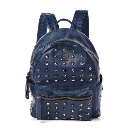 MCM Visetos Medium Studded Stark Backpack Navy Blue 1 of 8