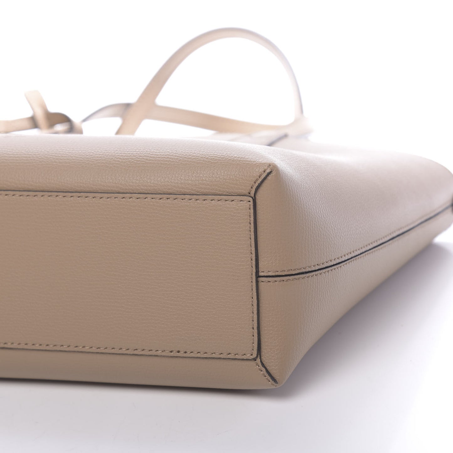 Grainy Calfskin Haymarket Check Small Reversible Tote Mid Camel