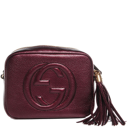 Gucci Metallic Pebbled Calfskin Small Soho Disco Bag Burgundy 1 of 9
