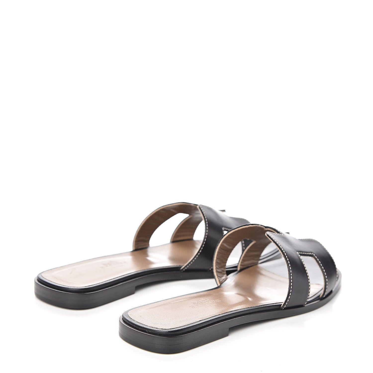Hermes Box Calfskin Oran Sandals 37.5 Black 4 of 10