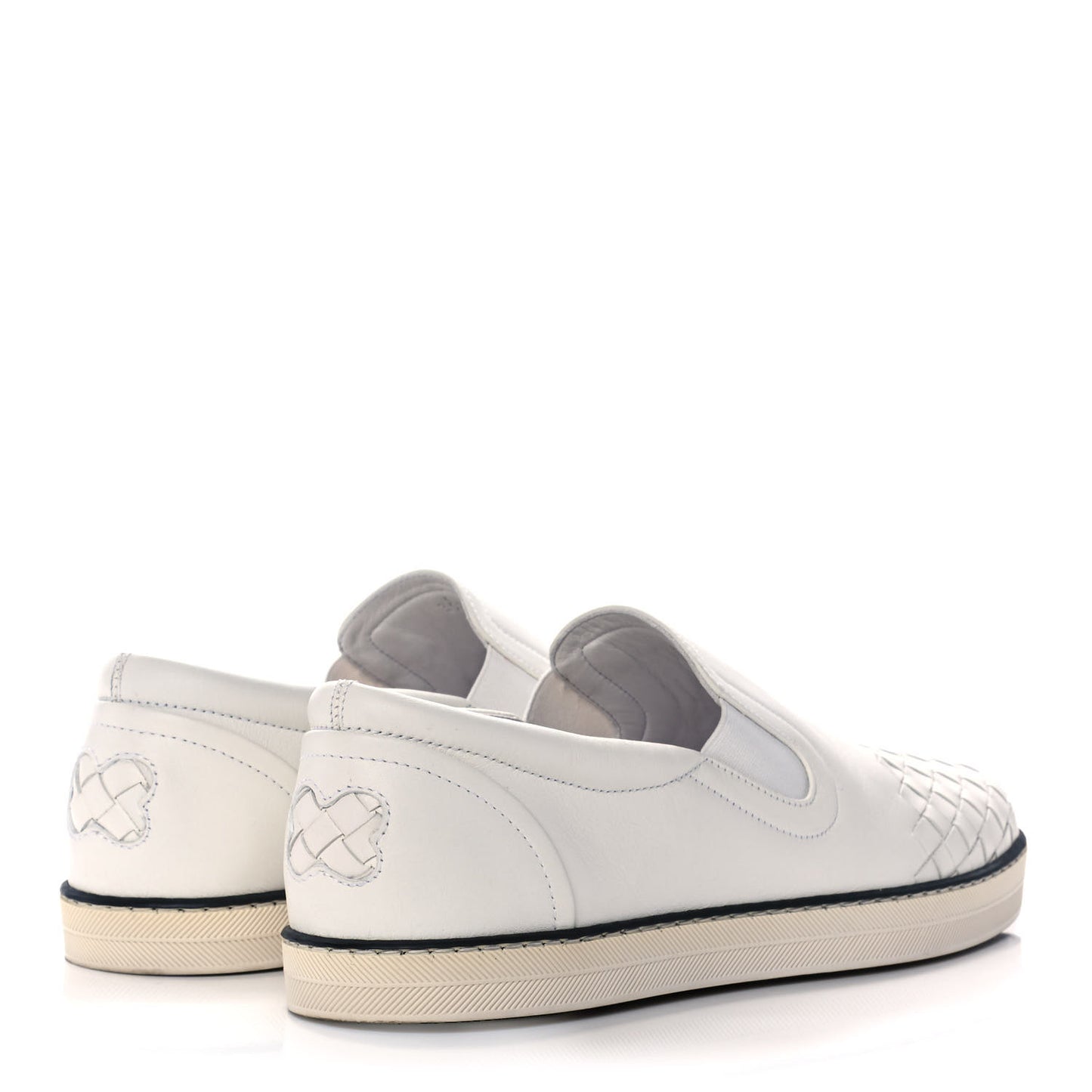 Nappa Intrecciato Slip On Sneakers 39.5 White