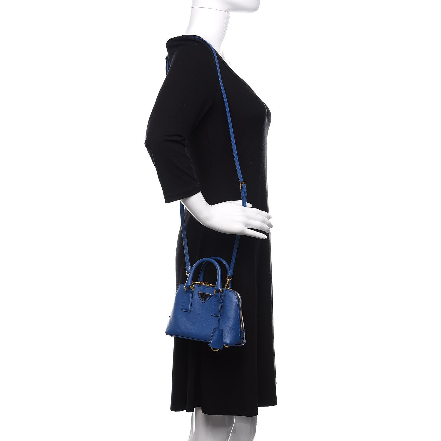 Prada Saffiano Lux Mini Promenade Tote Azzurro 2 of 9