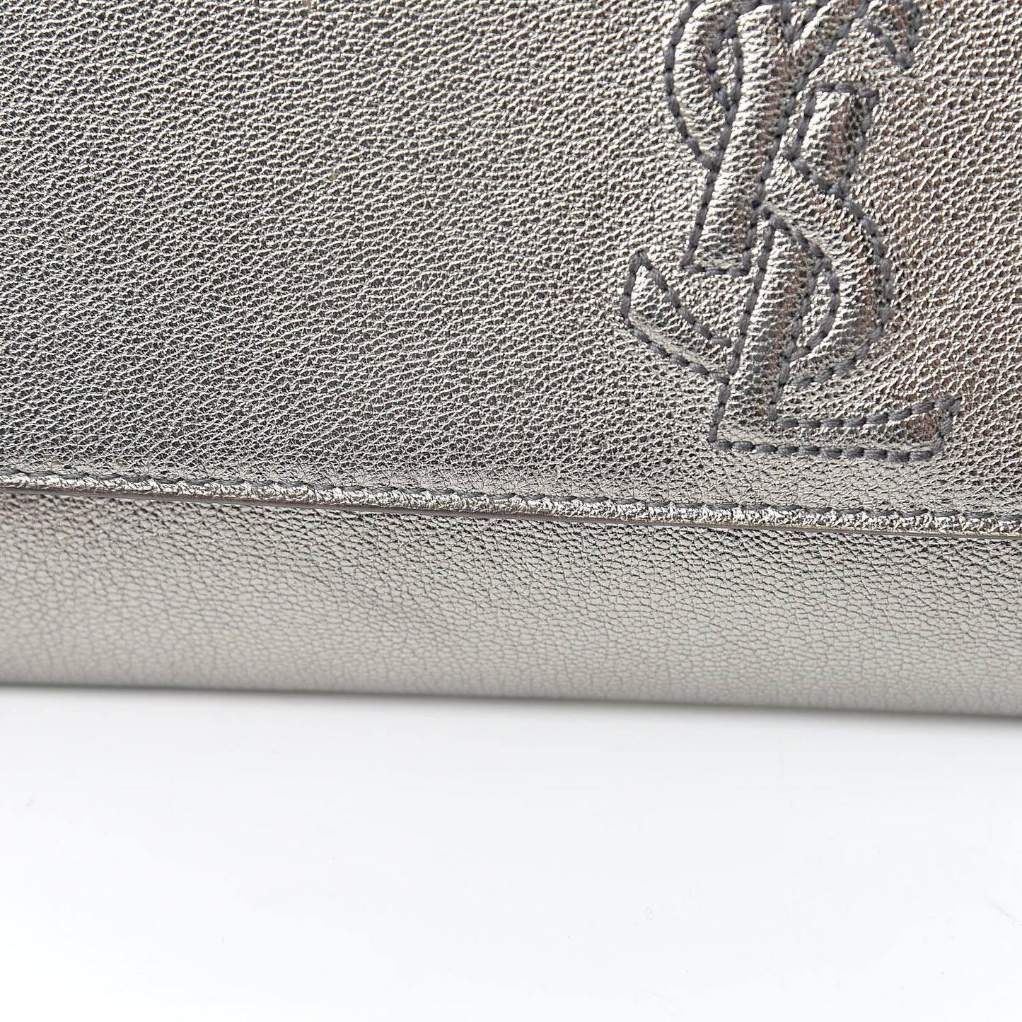 Metallic Calfskin Small Belle De Jour Clutch Silver