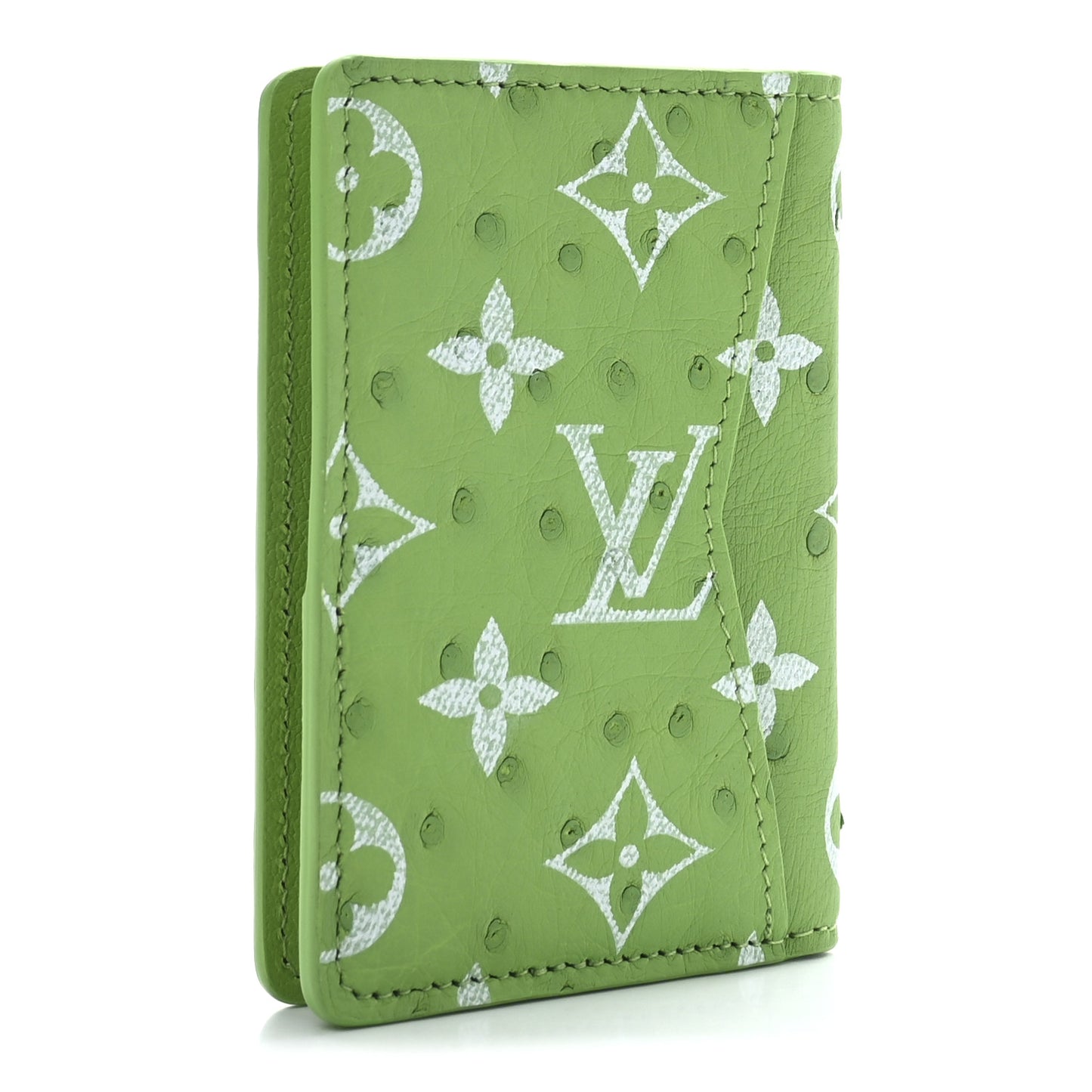 Monogram Ostrich Pocket Organizer Leaf