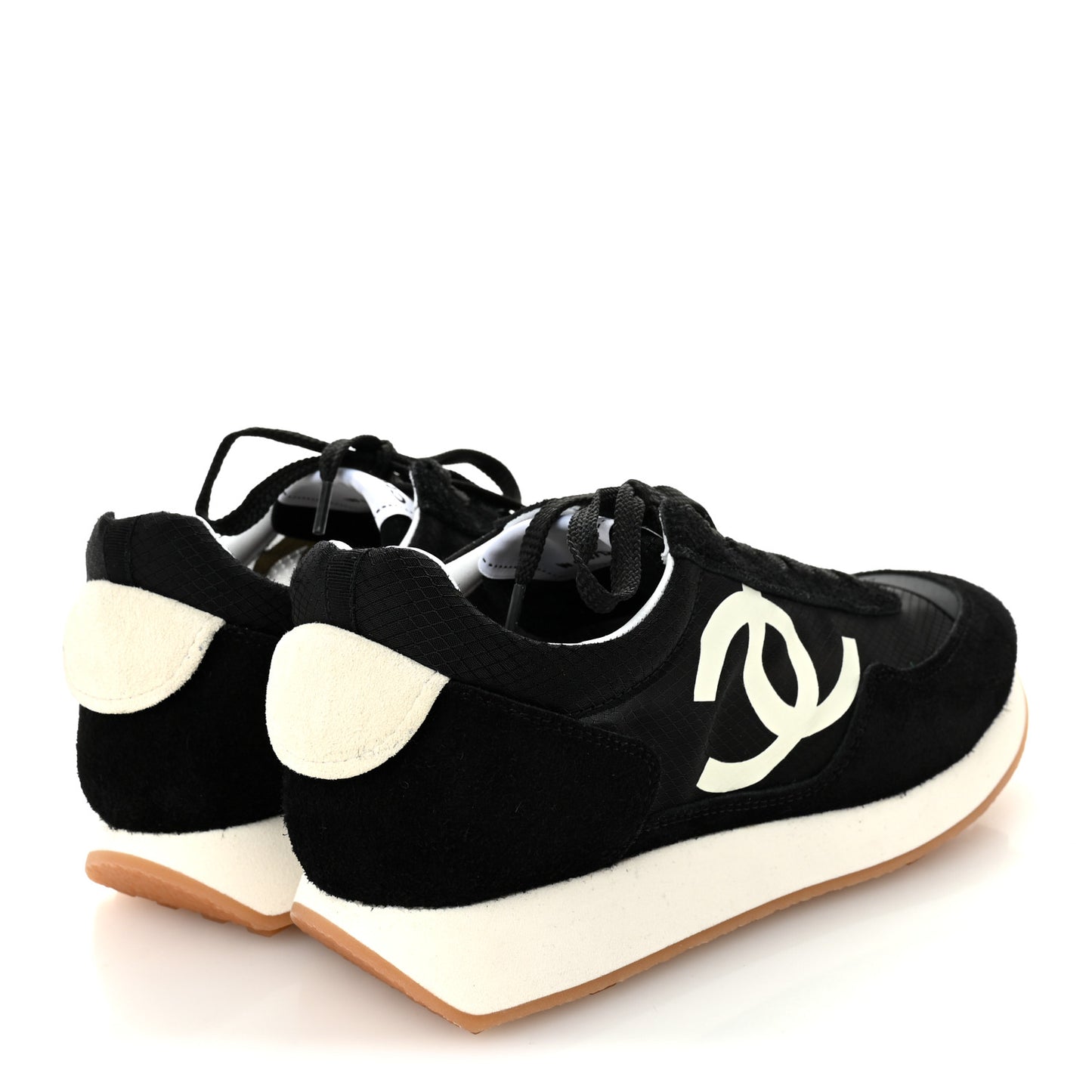 Mesh Suede Calfskin Womens Logo Sneakers 39 Black White