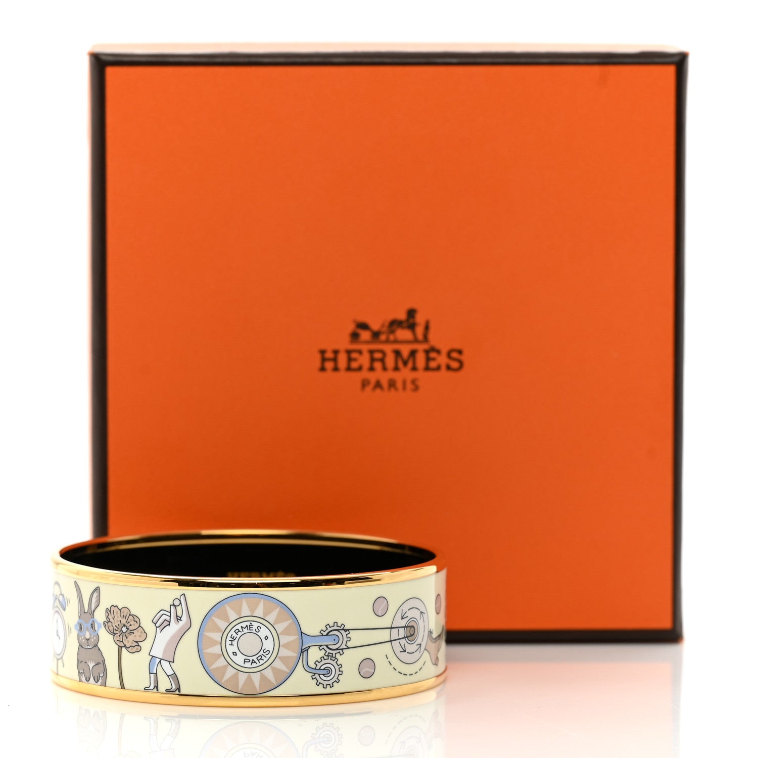 Hermes Enamel Printed Tea For Two Wide Bracelet 65 Lumiere 6 of 6