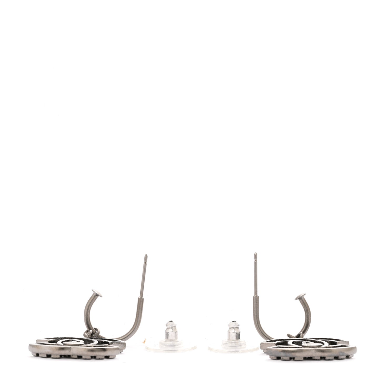 Crystal CC Drop Earrings Ruthenium