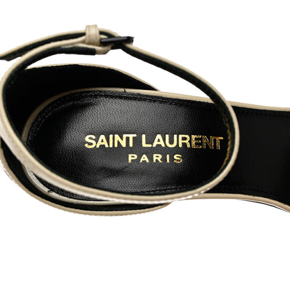 Saint Laurent Patent Calfskin Amber 85 Ankle Strap Sandals 35 Neutro 6 of 8