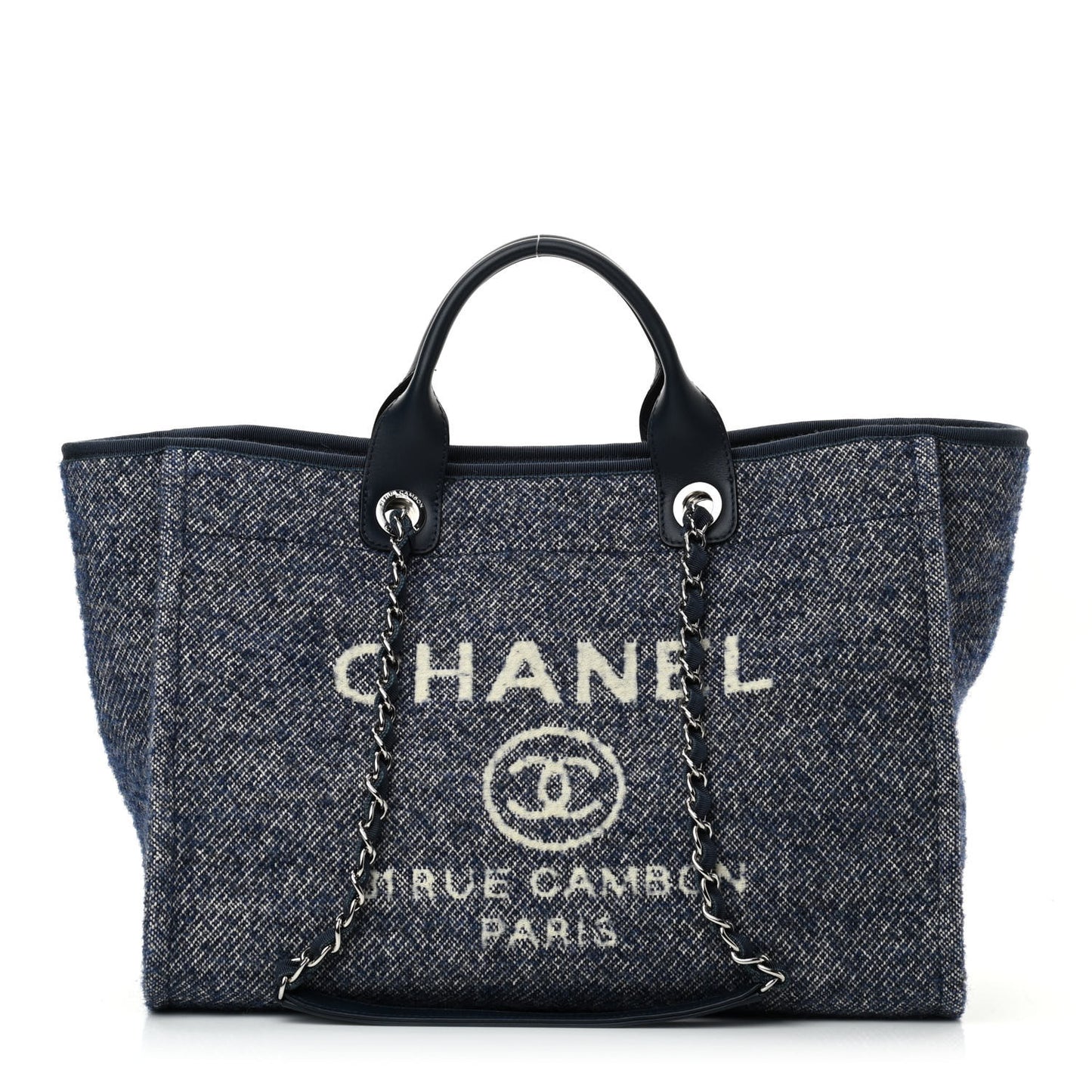 Mixed Fibers Calfskin Medium Deauville Tote Blue