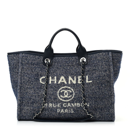 Chanel Mixed Fibers Calfskin Medium Deauville Tote Blue 1 of 11