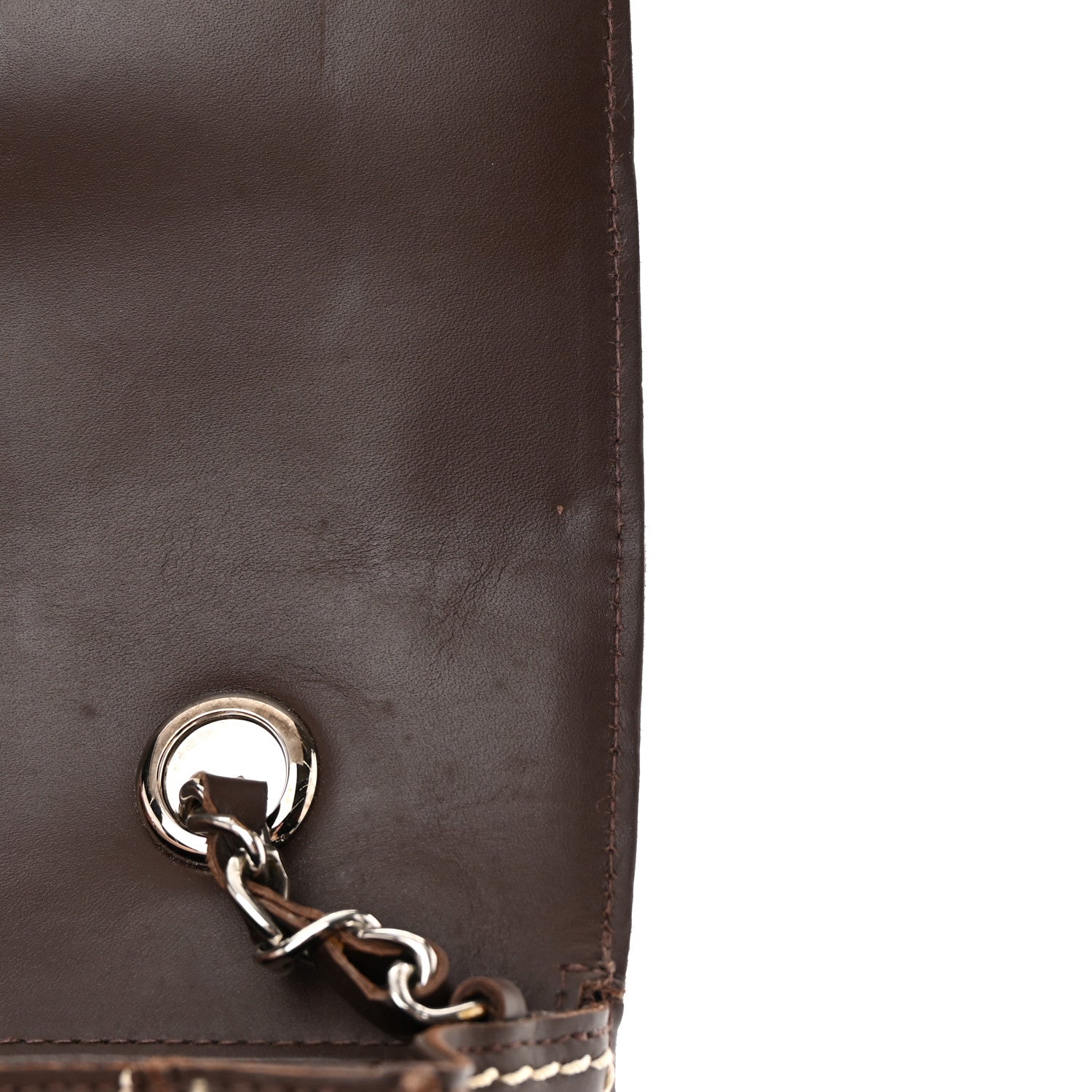 Chanel Lambskin Contrast Square Stitch Flap Brown 12 of 15