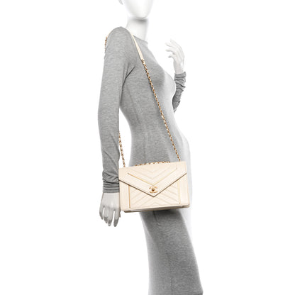 Chanel Lambskin Reversed Chevron Quilted Flap White 3 of 17