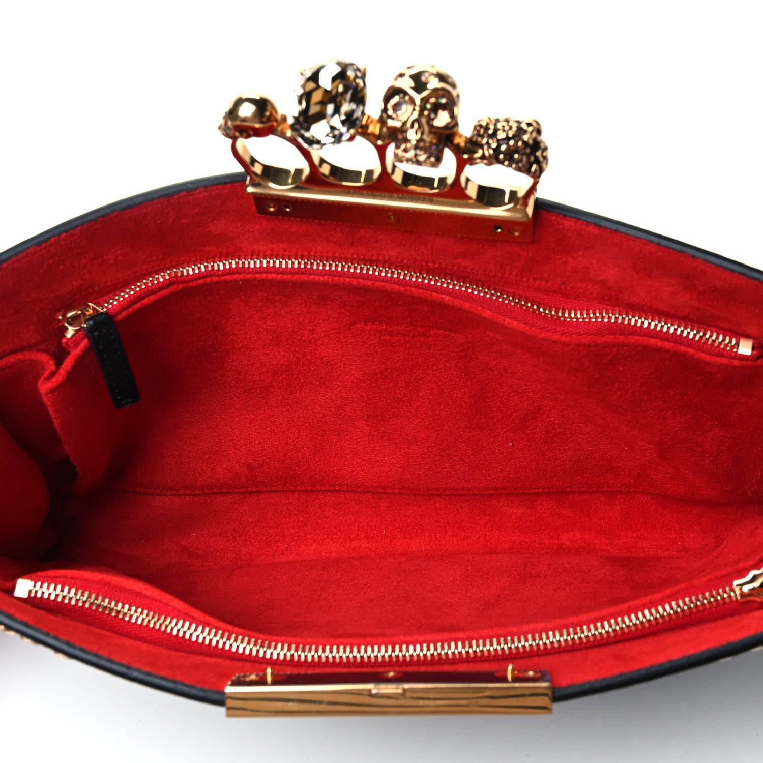 Alexander McQueen Calfskin Studded Knuckle Flat Clutch Black Gold 4 of 5