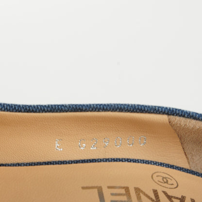 Chanel Denim Chain Around Cap Toe Platform Pumps 37.5 Blue Gris Fonce 8 of 9