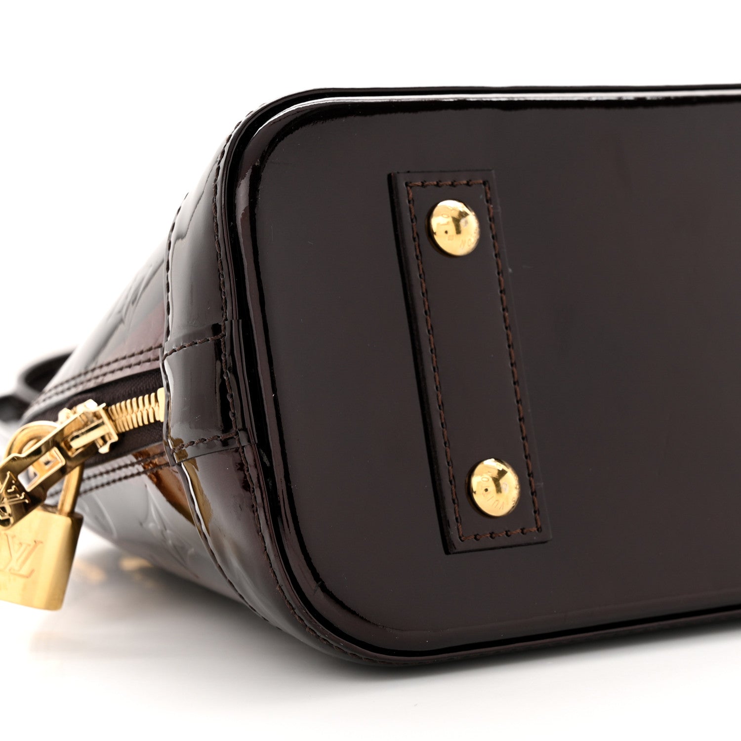 Louis Vuitton Vernis Rayures Alma BB Amarante 8 of 12