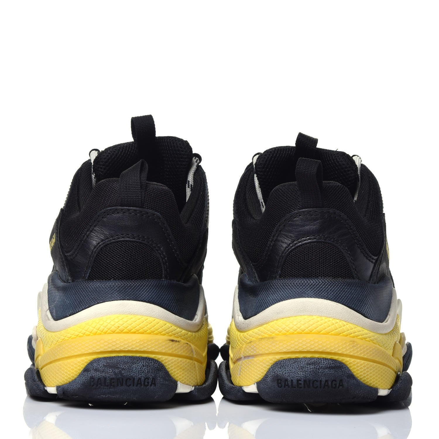 Balenciaga Fabric Mesh Womens Triple S Sneakers 39 Black Yellow 5 of 9