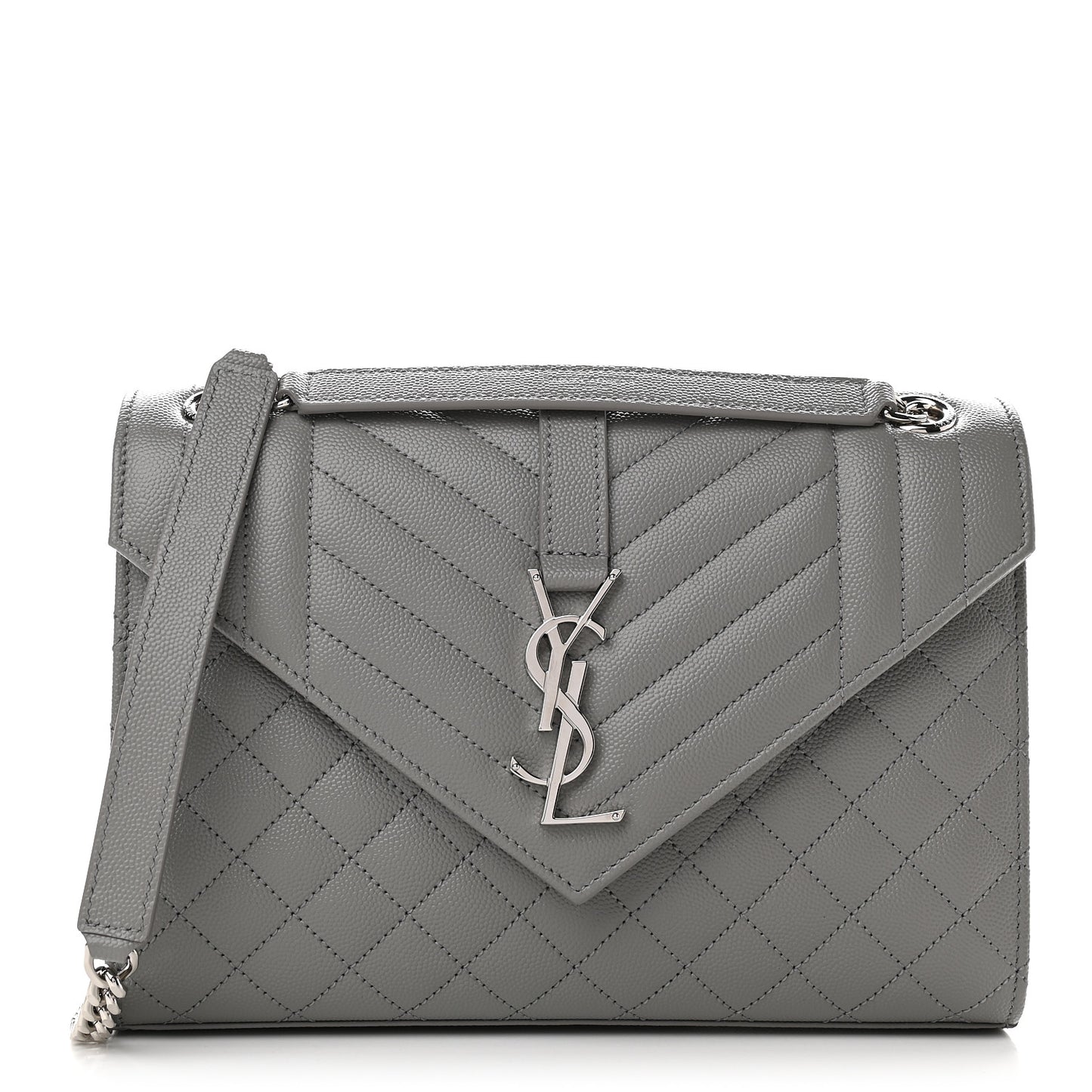 Grain De Poudre Textured Mixed Matelasse Medium Triquilt Monogram Satchel New Stone