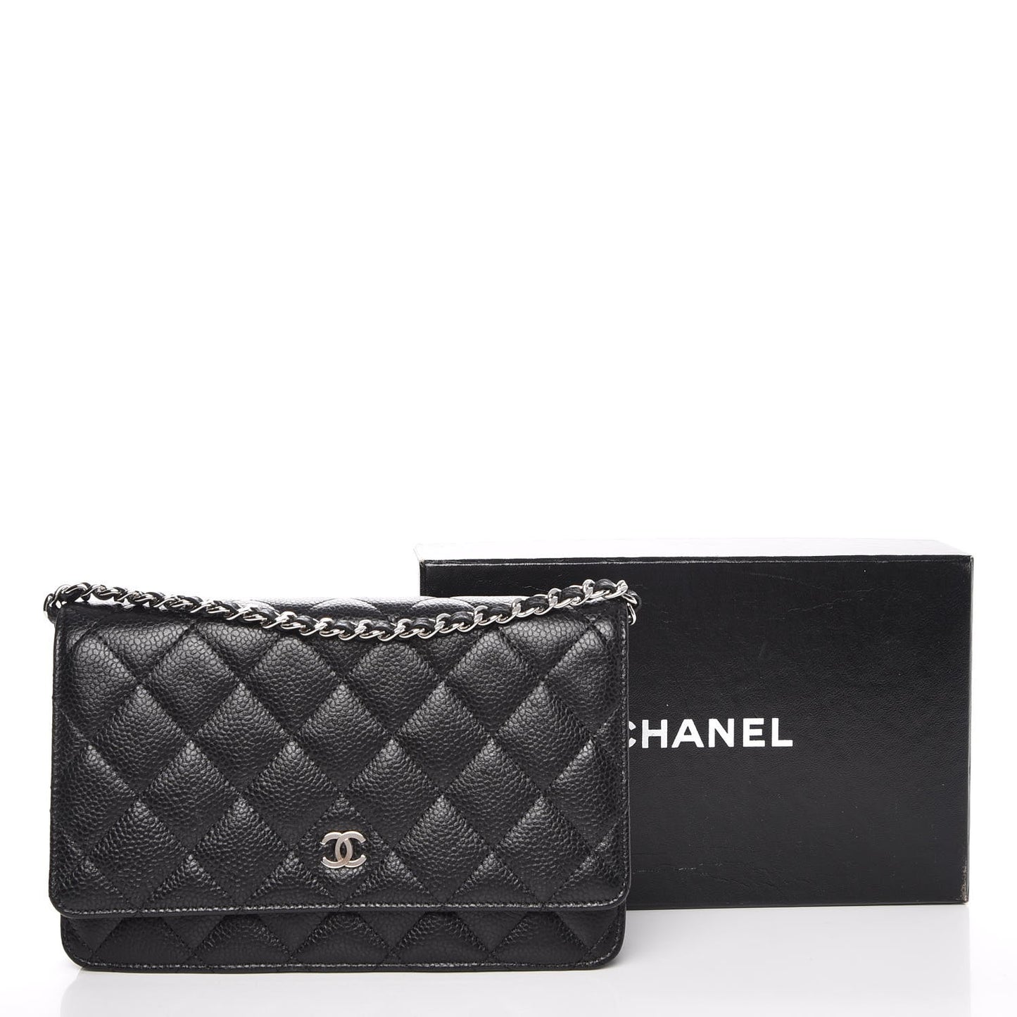 Caviar Quilted Wallet On Chain WOC Black