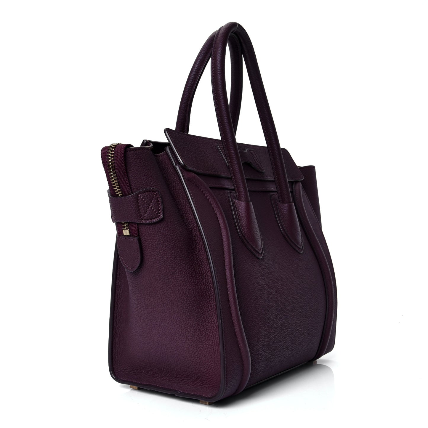 Baby Drummed Calfskin Micro Luggage Burgundy