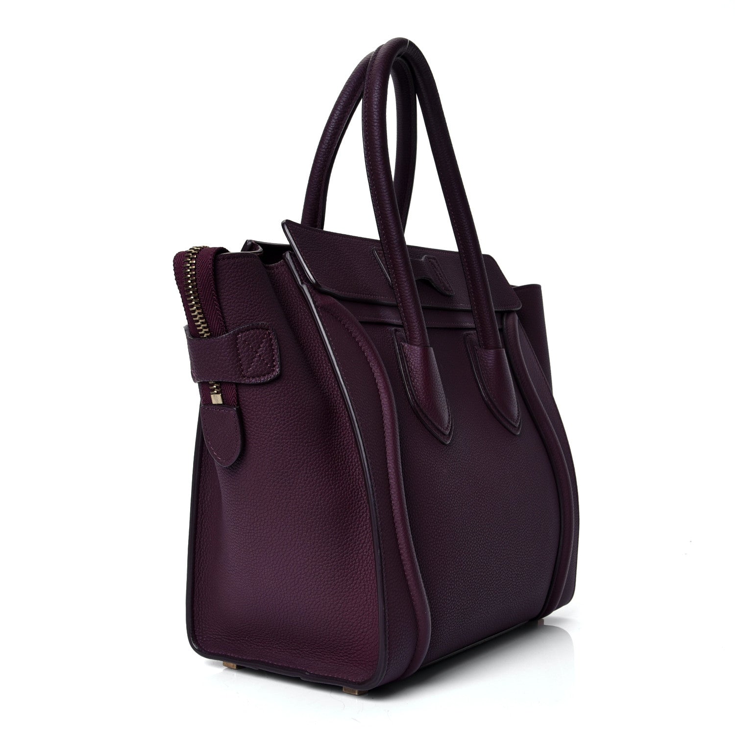 Celine Baby Drummed Calfskin Micro Luggage Burgundy 2 of 4