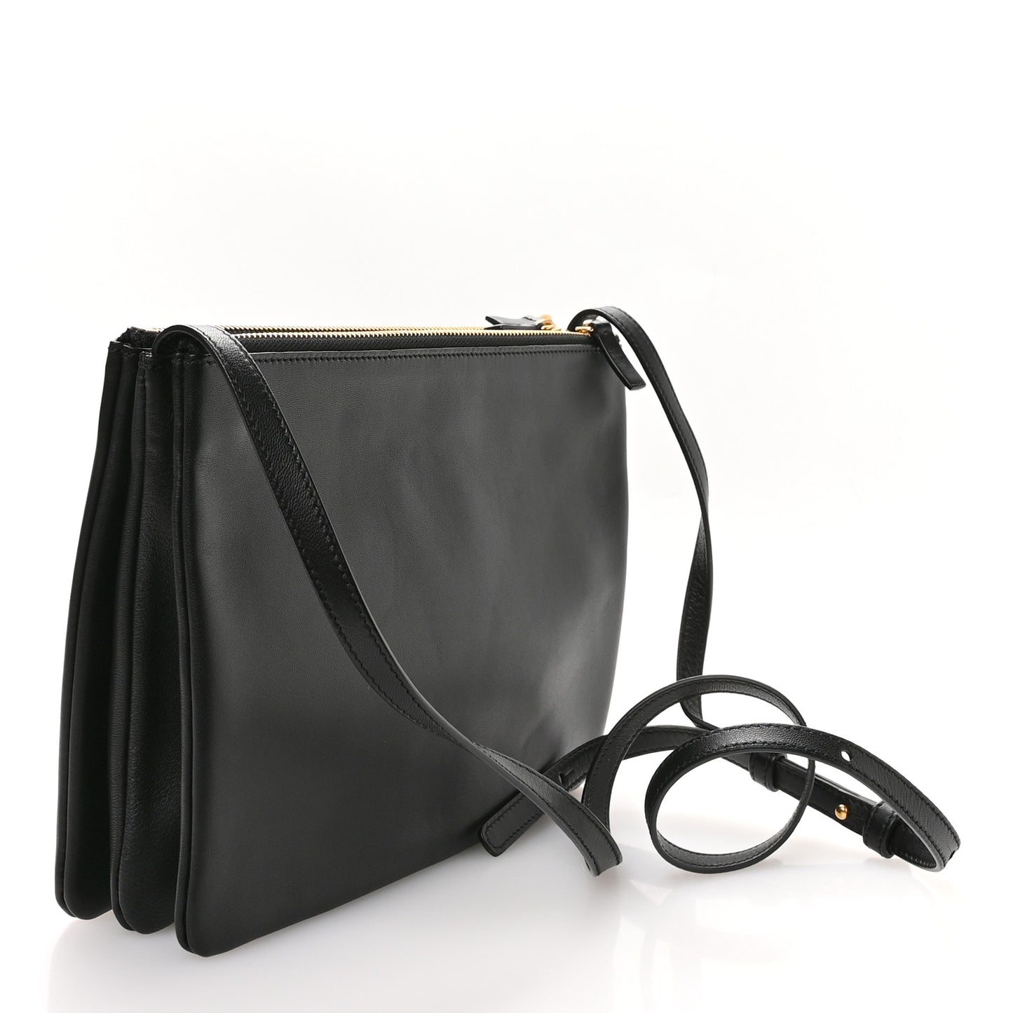 Lambskin Large Trio Crossbody Bag Black