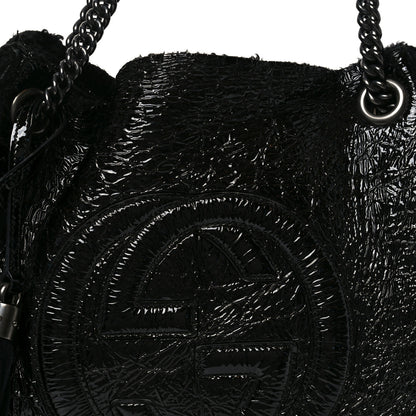 Gucci Patent Shearling Medium Soho Chain Shoulder Bag Black 13 of 19
