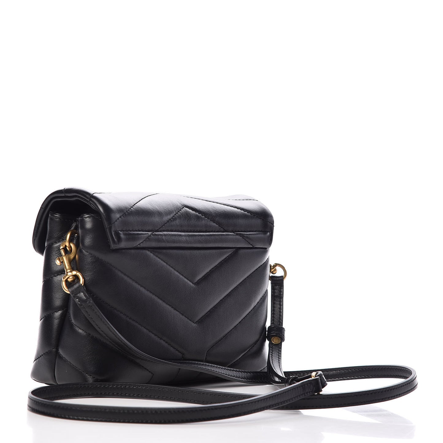 Calfskin Y Quilted Monogram Toy Loulou Crossbody Bag Black